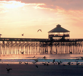 a photograph of the pier at Folly Beach, South Carolina