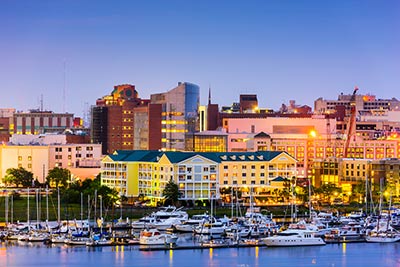 Charleston SC skyline as seen over the Ashley River